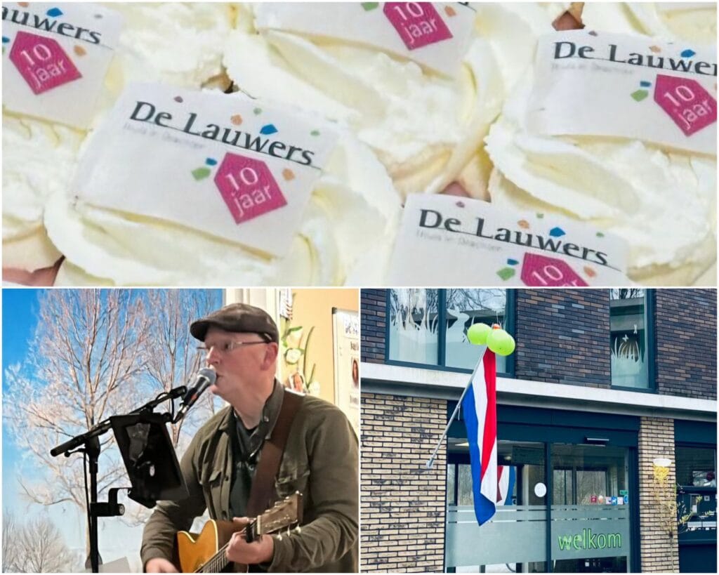 collage van foto's gemaakt tijdens het 10-jarig jubileumfeestje van De Lauwers in Drachten.