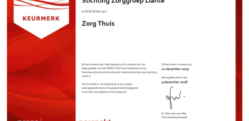Certificaat van het Prezo keurmerk voor Liante